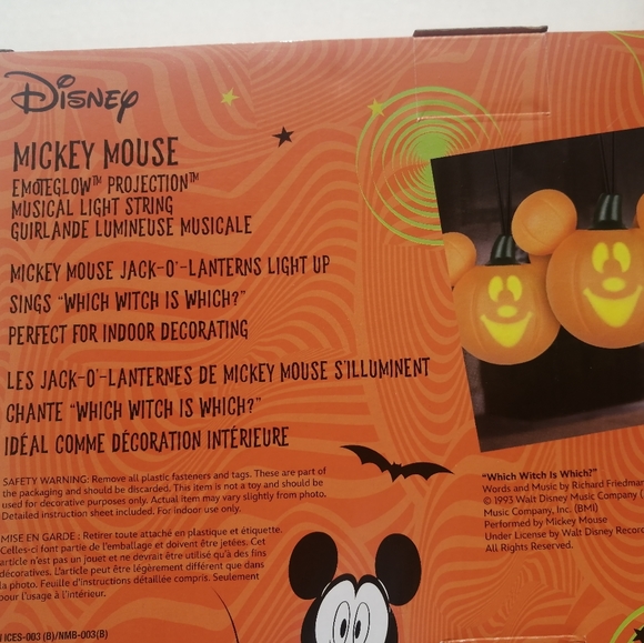 Disney Halloween, Mickey Mouse Pumpkin Projector String Lights NEW - Picture 3 of 7